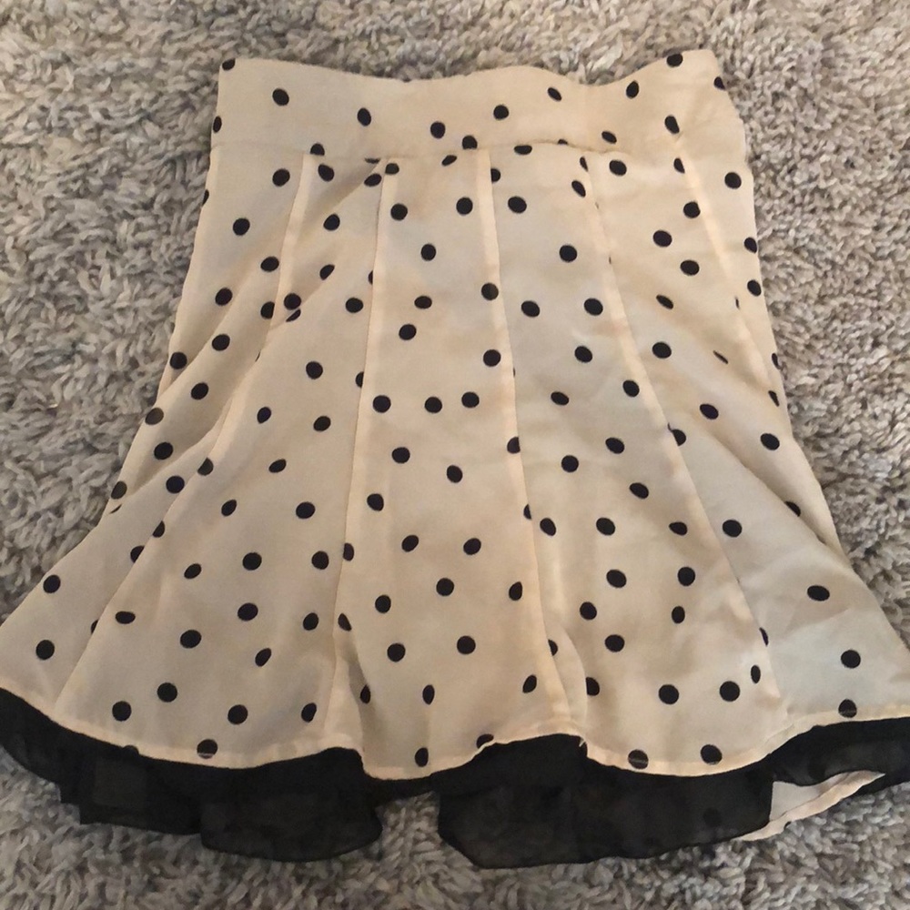 Black & Tan polka dotted short A-Line skirt